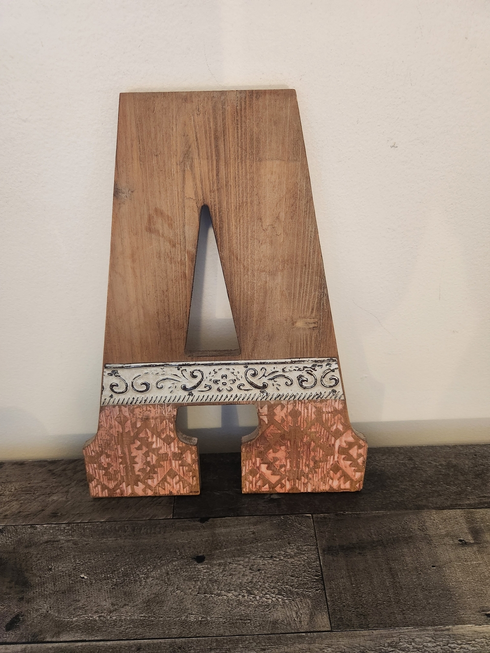 Decorative Wooden Letter A with Copper Accent